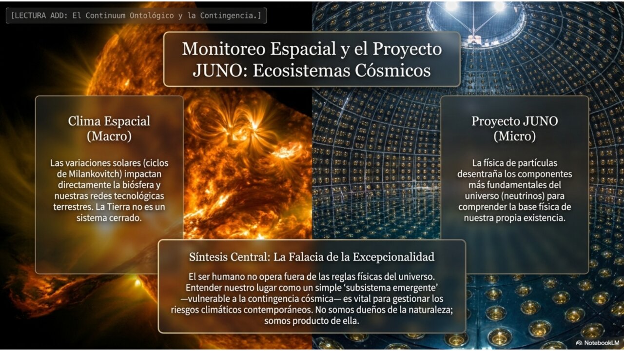 Monitoreo espacial y el proyecto JUNO: clima espacial macro y física de neutrinos micro.