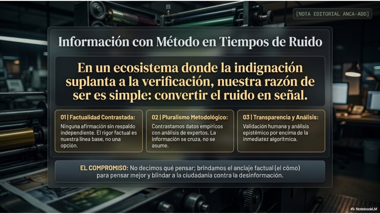 Nota editorial ANCA-ADD: factualidad contrastada, pluralismo metodológico, transparencia y análisis.