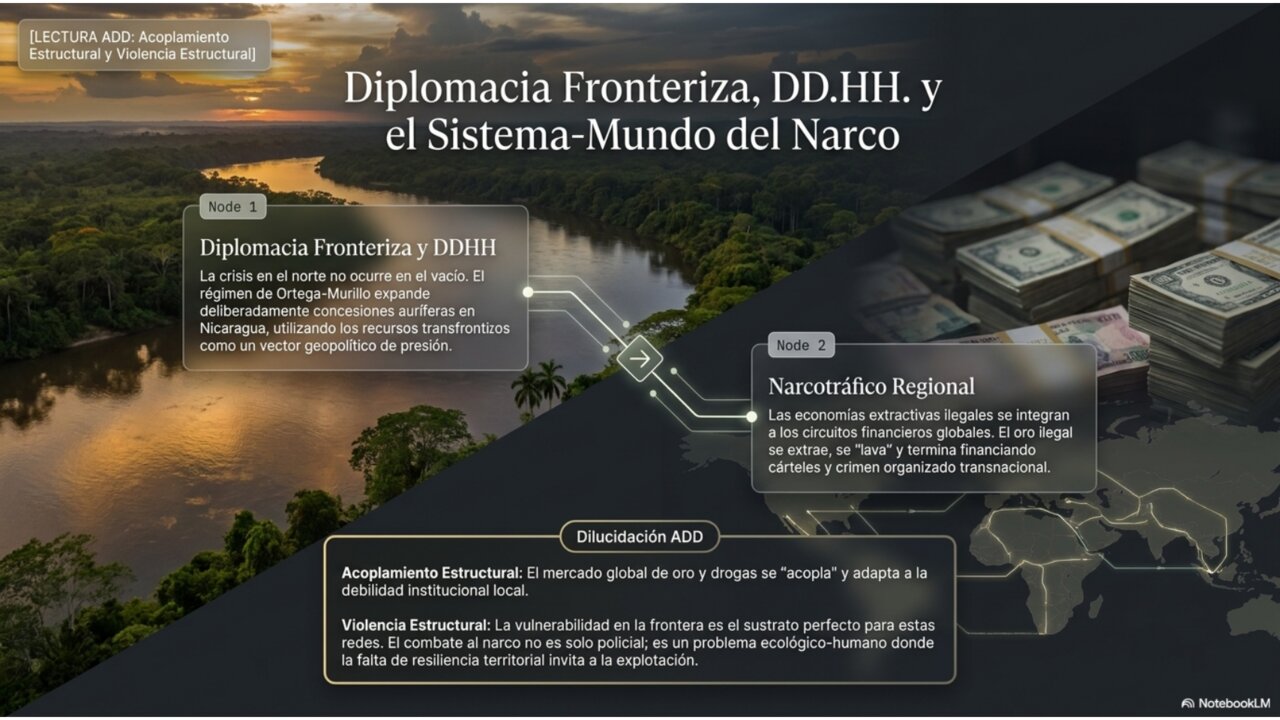 Diplomacia fronteriza, derechos humanos y el sistema-mundo del narco: acoplamiento estructural entre el régimen Ortega-Murillo y el narcotráfico regional.
