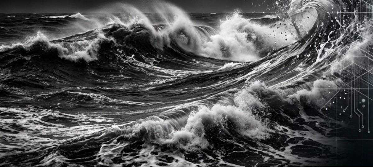 Un mar en tormenta, metáfora del mundo sin un ordenador claro: Boletín ANCA-ADD N.° 012, edición popular.