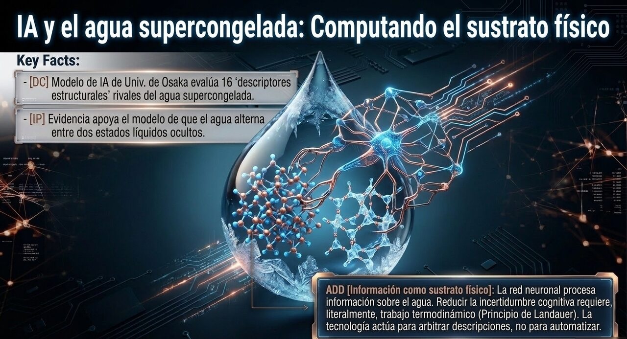 La IA y el agua supercongelada: computando el sustrato físico. Red neuronal y estructura molecular del agua.