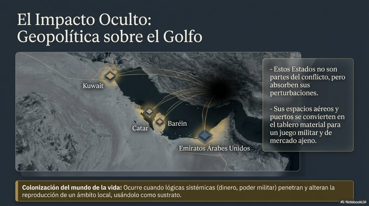 El impacto oculto: geopolítica sobre el Golfo — Kuwait, Catar, Baréin y Emiratos Árabes Unidos absorbiendo las perturbaciones del conflicto.