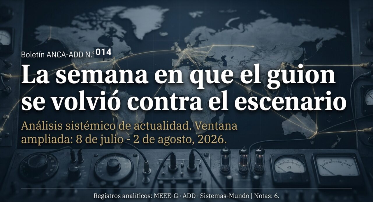 Boletín Semanal N.° 014 — La semana en que el guion se volvió contra el escenario, 8 de julio al 2 de agosto de 2026.