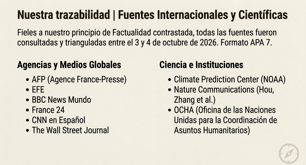 Trazabilidad: agencias y medios globales, y ciencia e instituciones.