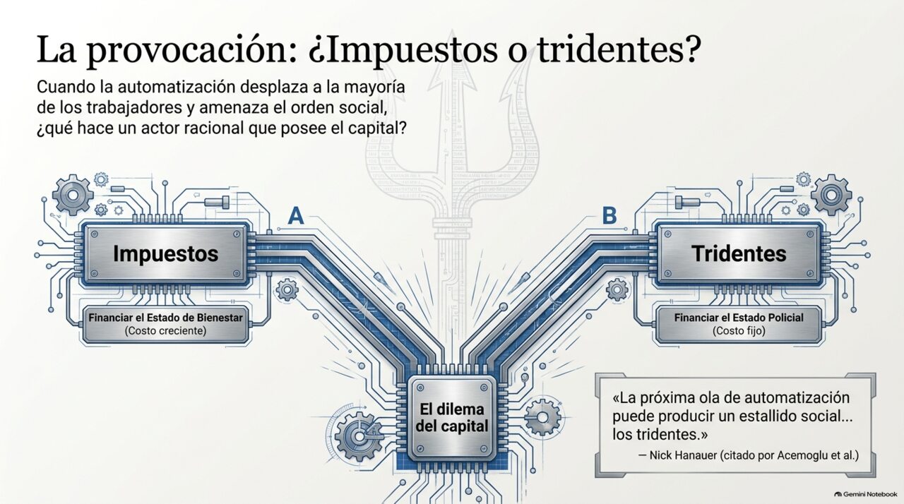 Diagrama en A/B: el dilema del capital entre impuestos y tridentes.