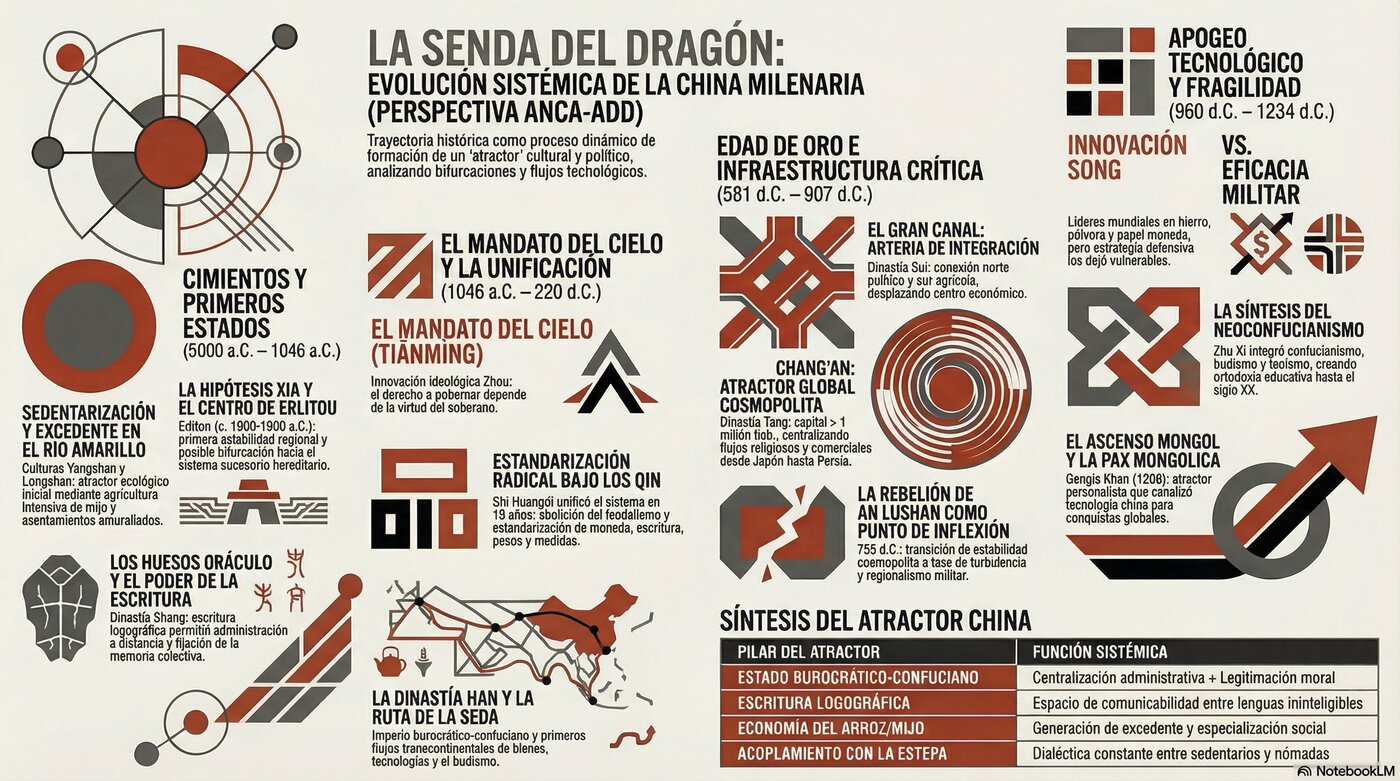 La Senda del Dragón: Evolución Sistémica de la China Milenaria — infografía ANCA-ADD