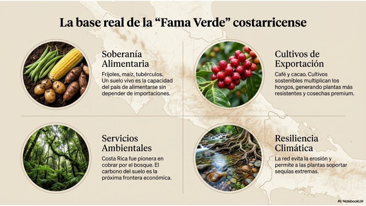 La base real de la fama verde costarricense: soberanía alimentaria, cultivos de exportación, servicios ambientales y resiliencia climática.